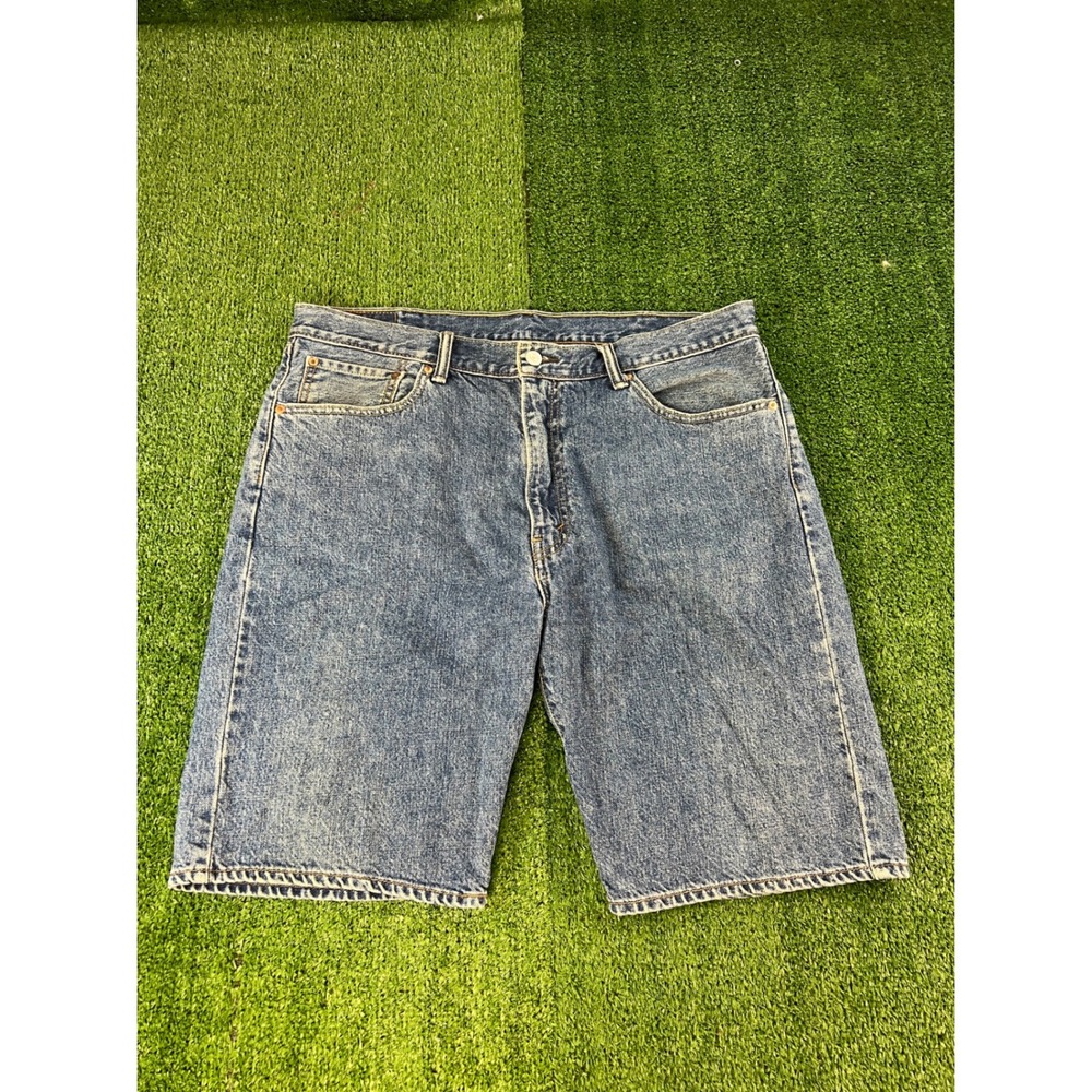 Levis 505 Mens Blue Denim Shorts Regular‎ Fit Medium Wash Size 38W
